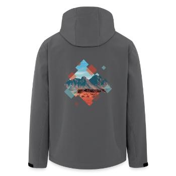 Landschaft in geometrischen Formen - Recycelte Männer Softshell-Jacke von Stanley/Stella - Anthrazit - Hinten - AI Model Male 185 light (185cm)
