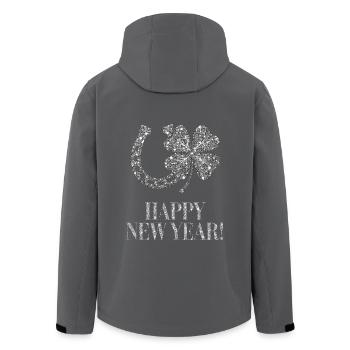 Silvester Kleeblatt Hufeisen Happy New Year silber - Recycelte Männer Softshell-Jacke von Stanley/Stella - Anthrazit - Hinten - AI Model Male 185 light (185cm)