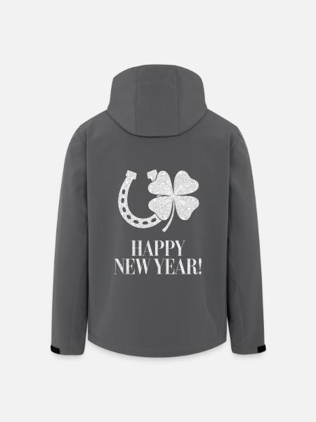 Kleeblatt Hufeisen Silvester Neujahr Glücksbringer - Recycelte Männer Softshell-Jacke von Stanley/Stella - Anthrazit
