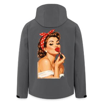 Pin-Up Girl Retro Vintage Style: Red Kissing Lips - Men’s Recycled Softshell Jacket by Stanley/Stella - anthracite - Back - AI Model Male 185 light (185cm)