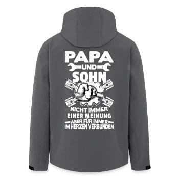 Papa und Sohn - Mechaniker - Recycelte Männer Softshell-Jacke von Stanley/Stella - Anthrazit - Hinten - AI Model Male 185 light (185cm)