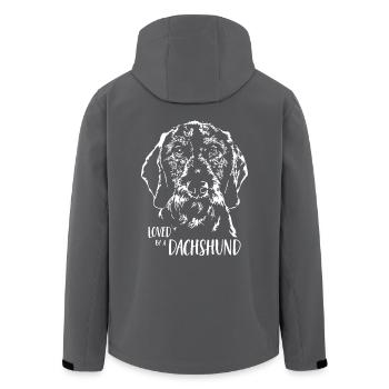 Loved by a Dachshund Hunde Rauhaardackel Wilsigns - Recycelte Männer Softshell-Jacke von Stanley/Stella - Anthrazit - Hinten - AI Model Male 185 light (185cm)