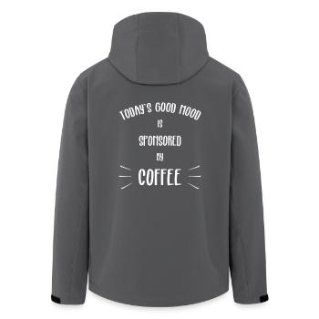 LUSTIGE SPRÜCHE KAFFEE GOOD MOOD SPONSORED COFFEE - Recycelte Männer Softshell-Jacke von Stanley/Stella - Anthrazit - Hinten - AI Model Male 185 light (185cm)