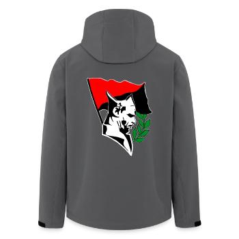 Durruti - Anarchy Flag - Recycelte Männer Softshell-Jacke von Stanley/Stella - Anthrazit - Hinten - AI Model Male 185 light (185cm)