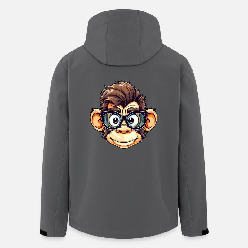 Nerdy chimpanzee with nerd glasses - Men’s Recycled Softshell Jacket by Stanley/Stella - anthracite