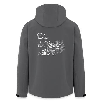 Die den Rasen maeht Rasentraktor I - Recycelte Männer Softshell-Jacke von Stanley/Stella - Anthrazit - Hinten - AI Model Male 185 light (185cm)