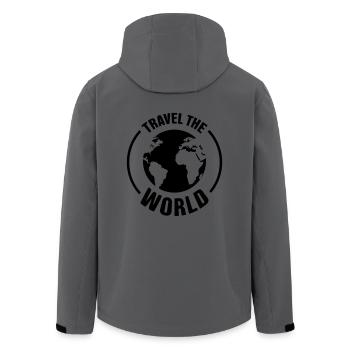 Travel the World Globetrotter gift - Men’s Recycled Softshell Jacket by Stanley/Stella - anthracite - Back - AI Model Male 185 light (185cm)