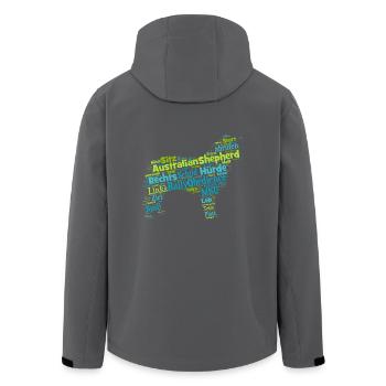 Rally Obedience Australian Shepherd Wordcloud - Recycelte Männer Softshell-Jacke von Stanley/Stella - Anthrazit - Hinten - AI Model Male 185 light (185cm)
