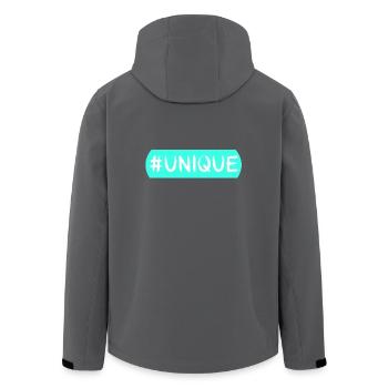 #Unique, Einzigartig, Besonders, Social,Hashtag - Recycelte Männer Softshell-Jacke von Stanley/Stella - Anthrazit - Hinten - AI Model Male 185 light (185cm)
