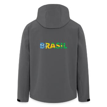 Brasilien Flaggendesign in Nationalfarben - Recycelte Männer Softshell-Jacke von Stanley/Stella - Anthrazit - Hinten - AI Model Male 185 light (185cm)
