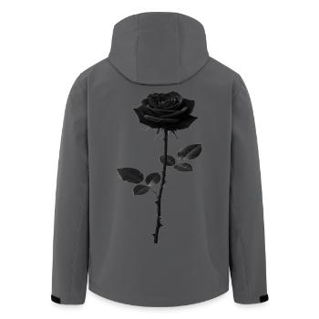 Black Rose Monochrome Graphic - Men’s Recycled Softshell Jacket by Stanley/Stella - anthracite - Back - AI Model Male 185 light (185cm)
