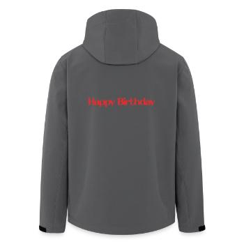 ALLES GUTE ZUM GEBURTSTAG. ALLES GUTE ZUM GEBURTSTAG. JAHRESTAG. - Recycelte Männer Softshell-Jacke von Stanley/Stella - Anthrazit - Hinten - AI Model Male 185 light (185cm)