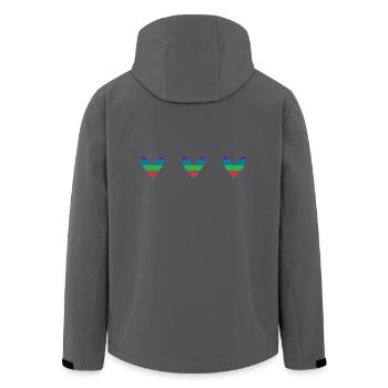 HERZ. HERZ. VALENTINSTAG. LIEBE. LIEBE. HERZ - Recycelte Männer Softshell-Jacke von Stanley/Stella - Anthrazit - Hinten - AI Model Male 185 light (185cm)