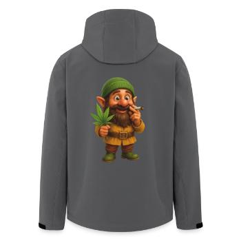 Knuffiger Kifferzwerg mit Hanfblatt - Recycelte Männer Softshell-Jacke von Stanley/Stella - Anthrazit - Hinten - AI Model Male 185 light (185cm)