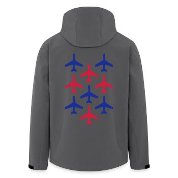 Top Guns blau und rot Flugzeuge in Formation - Recycelte Männer Softshell-Jacke von Stanley/Stella - Anthrazit - Hinten - AI Model Male 185 light (185cm)