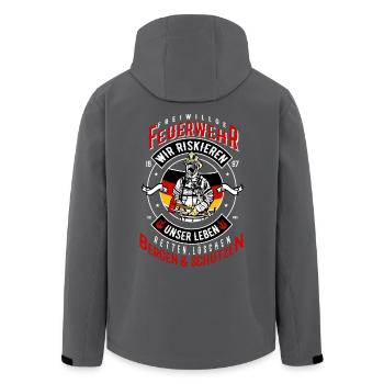 Freiwillige Feuerwehr Feuerwehrmann - Recycelte Männer Softshell-Jacke von Stanley/Stella - Anthrazit - Hinten - AI Model Male 185 light (185cm)