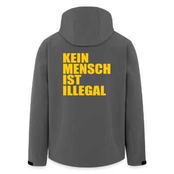 kein mensch ist illegal - Recycelte Männer Softshell-Jacke von Stanley/Stella - Anthrazit - Hinten - AI Model Male 185 light (185cm)