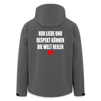 nur liebe und respekt können die welt heilen - Recycelte Männer Softshell-Jacke von Stanley/Stella - Anthrazit - Hinten - AI Model Male 185 light (185cm)