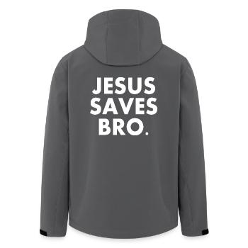 Jesus saves bro - Recycelte Männer Softshell-Jacke von Stanley/Stella - Anthrazit - Hinten - AI Model Male 185 light (185cm)