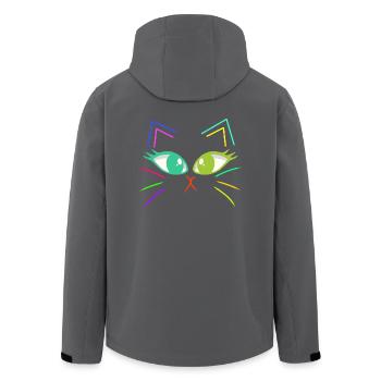 Katzen Katze Katzengesicht Retro 80er 90er - Recycelte Männer Softshell-Jacke von Stanley/Stella - Anthrazit - Hinten - AI Model Male 185 light (185cm)