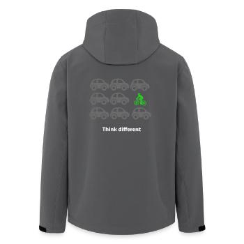 Fahrradfahren - Recycelte Männer Softshell-Jacke von Stanley/Stella - Anthrazit - Hinten - AI Model Male 185 light (185cm)