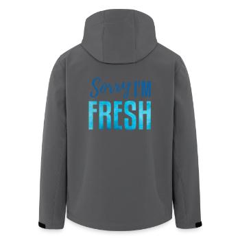 Sorry i'm fresh! blau - Recycelte Männer Softshell-Jacke von Stanley/Stella - Anthrazit - Hinten - AI Model Male 185 light (185cm)
