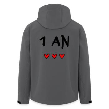 1 AN. 1er ANNIVERSAIRE. ANNIVERSAIRE 1 AN. ANNIV - Veste softshell homme en polyester recyclé Stanley/Stella - charbon - Dos - AI Model Male 185 light (185cm)