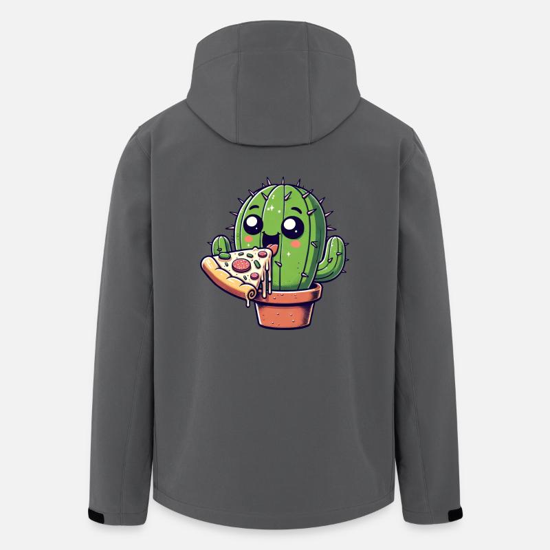 Cute Cactus Pizza Comic - Men’s Recycled Softshell Jacket by Stanley/Stella - anthracite