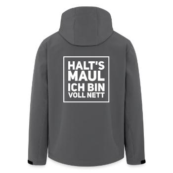 Halts Maul ich bin voll nett - Lustiger Spruch - Recycelte Männer Softshell-Jacke von Stanley/Stella - Anthrazit - Hinten - AI Model Male 185 light (185cm)