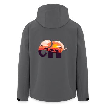 Elefant Savanne Sonnenuntergang - Recycelte Männer Softshell-Jacke von Stanley/Stella - Anthrazit - Hinten - AI Model Male 185 light (185cm)