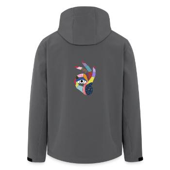 Auge schaut durch eine Hand im pop art style - Recycelte Männer Softshell-Jacke von Stanley/Stella - Anthrazit - Hinten - AI Model Male 185 light (185cm)