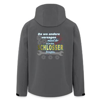 SCHLOSSER T-SHIRT GESCHENK-IDEE - Recycelte Männer Softshell-Jacke von Stanley/Stella - Anthrazit - Hinten - AI Model Male 185 light (185cm)