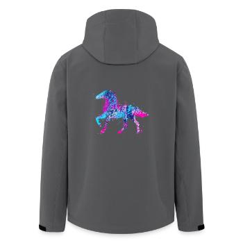 Pferd Wasserfarbe Rosa Blau - Recycelte Männer Softshell-Jacke von Stanley/Stella - Anthrazit - Hinten - AI Model Male 185 light (185cm)