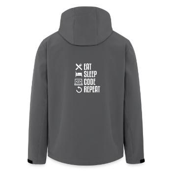 EAT SLEEP CODE REPEAT WHITE Computer T-Shirt - Recycelte Männer Softshell-Jacke von Stanley/Stella - Anthrazit - Hinten - AI Model Male 185 light (185cm)