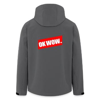 OK WOW. Geschenkidee Coole Shirts Sprüche Sommer - Recycelte Männer Softshell-Jacke von Stanley/Stella - Anthrazit - Hinten - AI Model Male 185 light (185cm)