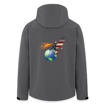 Amerika und die Welt Politik - Recycelte Männer Softshell-Jacke von Stanley/Stella - Anthrazit - Hinten - AI Model Male 185 light (185cm)