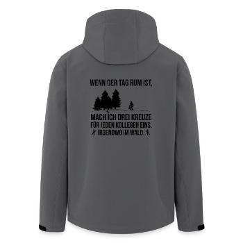 Wenn der Tag rum ist Spruch Kreuze Wald Geschenk - Recycelte Männer Softshell-Jacke von Stanley/Stella - Anthrazit - Hinten - AI Model Male 185 light (185cm)
