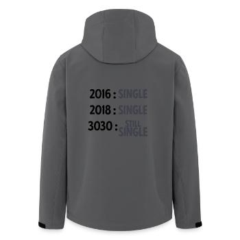Single but not alone gift gift idea - Men’s Recycled Softshell Jacket by Stanley/Stella - anthracite - Back - AI Model Male 185 light (185cm)