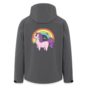 Unicorn Elsbeth in front of a rainbow - Men’s Recycled Softshell Jacket by Stanley/Stella - anthracite - Back - AI Model Male 185 light (185cm)