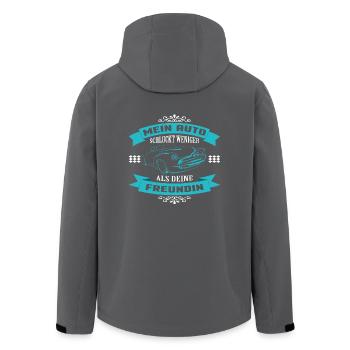 MEIN AUTO SCHLUCKT WENIGER ALS DEINE FREUNDIEN - Recycelte Männer Softshell-Jacke von Stanley/Stella - Anthrazit - Hinten - AI Model Male 185 light (185cm)