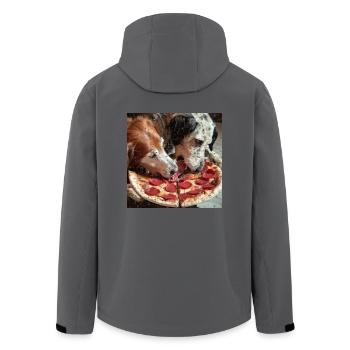 zwei Hunde essen Salami Pizza - Recycelte Männer Softshell-Jacke von Stanley/Stella - Anthrazit - Hinten - AI Model Male 185 light (185cm)