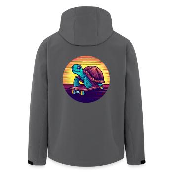Schildkröte fährt auf einem Skateboard Sunset - Recycelte Männer Softshell-Jacke von Stanley/Stella - Anthrazit - Hinten - AI Model Male 185 light (185cm)