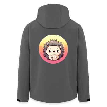 Süßer Igel sitzt Sonnenuntergang Sunset - Recycelte Männer Softshell-Jacke von Stanley/Stella - Anthrazit - Hinten - AI Model Male 185 light (185cm)