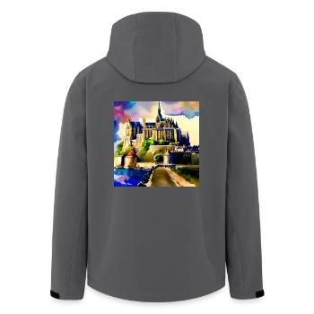 Abtei Mont Saint Michel, Frankreich - Recycelte Männer Softshell-Jacke von Stanley/Stella - Anthrazit - Hinten - AI Model Male 185 light (185cm)