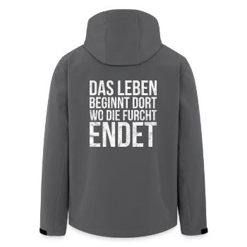 Das leben beginnt. Spirituell Religion Geschenk - Recycelte Männer Softshell-Jacke von Stanley/Stella - Anthrazit - Hinten - AI Model Male 185 light (185cm)