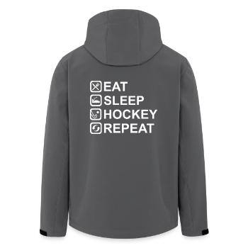 EAT SLEEP HOCKEY REPEAT - Recycelte Männer Softshell-Jacke von Stanley/Stella - Anthrazit - Hinten - AI Model Male 185 light (185cm)