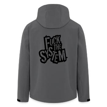 umriss kontur text rebellisch fuck the system logo - Recycelte Männer Softshell-Jacke von Stanley/Stella - Anthrazit - Hinten - AI Model Male 185 light (185cm)