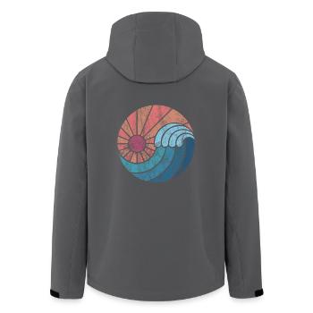 Wasser Welle Surfer Geschenk Retro Look Vintage - Recycelte Männer Softshell-Jacke von Stanley/Stella - Anthrazit - Hinten - AI Model Male 185 light (185cm)