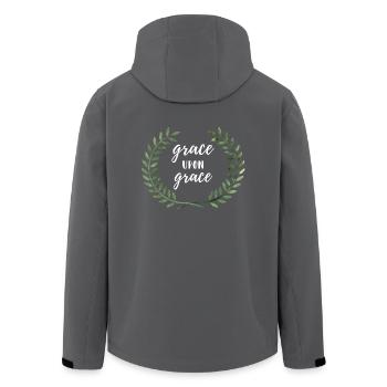 Grace upon Grace - Gnade um Gnade Geschenk - Recycelte Männer Softshell-Jacke von Stanley/Stella - Anthrazit - Hinten - AI Model Male 185 light (185cm)
