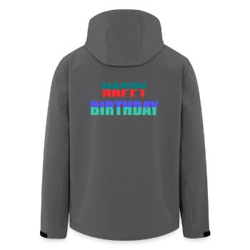 JAHRESTAG. ALLES GUTE ZUM GEBURTSTAG!. ALLES GUTE ZUM GEBURTSTAG!. - Recycelte Männer Softshell-Jacke von Stanley/Stella - Anthrazit - Hinten - AI Model Male 185 light (185cm)